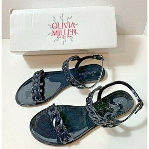Olivia Miller Woman's Black Strappy Flat shoe size 9 New In Box